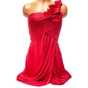 BCBGMAXAZRIA Addison lipstick red one shoulder dress NWT size S